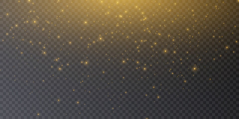 Abstract twinkling bright lights. Magic gold dust and highlights. Festive background. glare effect