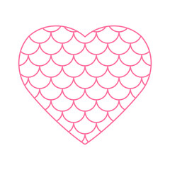 Wall Mural - mermaid scale heart line icon. clipart image isolated on white background