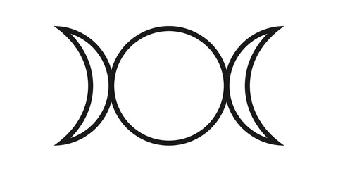 Wall Mural - triple moon goddess symbol icon. clipart image isolated on white background