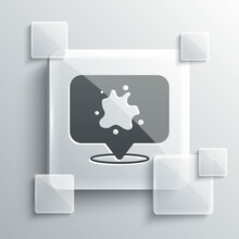 Grey Paint Spray Icon Isolated On Grey Background. Square Glass Panels. Vector