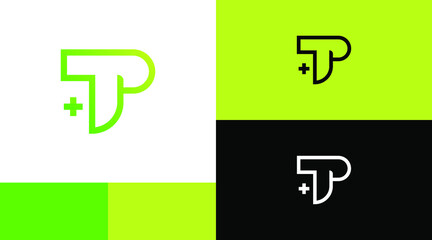Wall Mural - TP Monogram Outline Letter Initial Logo Design Concept