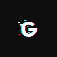 Wall Mural - letter g logo monogram with glitch effect vector stock