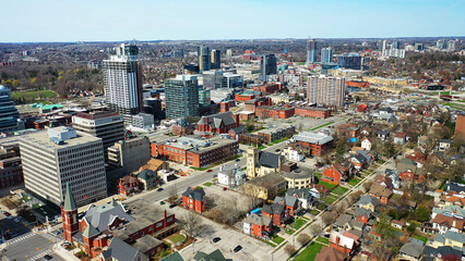 Wall Mural - Aerial view of Kitchener, Ontario, Canada on spring day