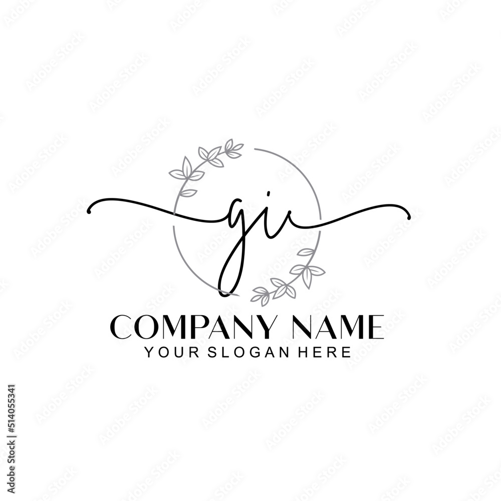 GI signature logo template vector	