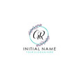 © Rensi - Initial letter GR handwriting with floral frame template