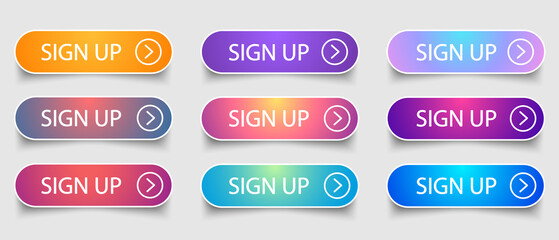 Poster - sign up set. vector illustration colourful button collection 