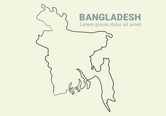 simple outline map of bangladesh vector silhouette in sketch line style