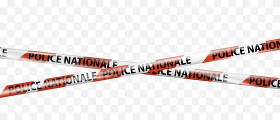 Wall Mural - realistic crossing caution tape police nationale of france. warning signs for crime scene or constru
