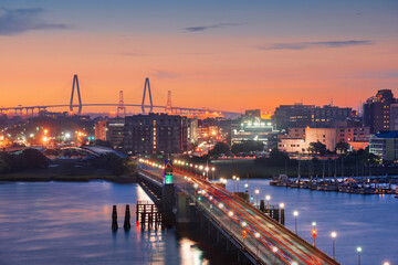 Fototapete - Charleston, South Carolina, USA skyline over the Ashley River
