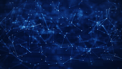 Leinwandbilder - Abstract concepts of cybersecurity technology and digital data protection. Protect internet network connection with polygons, dots and lines with dark blue background.