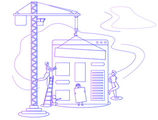 illustration in flat design style on the theme of web development.