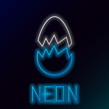 Glowing Neon Line Broken Egg Icon Isolated On Black Background. Happy Easter. Colorful Outline Concept. Vector