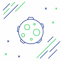 Poster - Line UFO abducts cow icon isolated on white background. Flying saucer. Alien space ship. Futuristic unknown flying object. Colorful outline concept. Vector