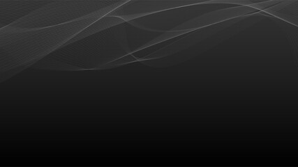 Poster - Abstract futuristic wavy stripes. Abstract twisted lines on a black gradient background. Vector.