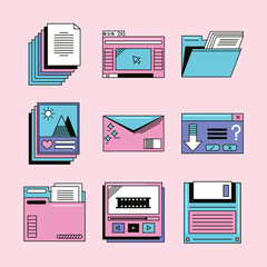 Sticker - icons set retro futuristic