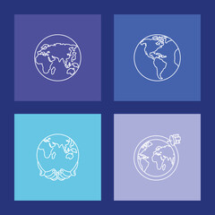 Wall Mural - icons world map