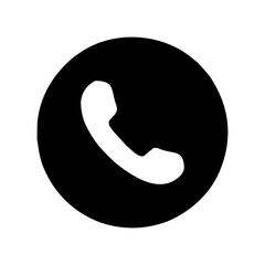 Poster - Phone call vector icon. Style is one color flat round symbol, black color, rounded corners, white background. Editable vector icons in EPS10 format.