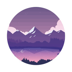 Sticker - landscape night lake