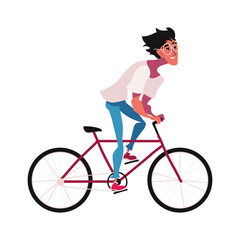 Poster - young man riding bike