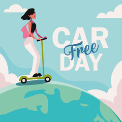 Poster - world car free day greeting card