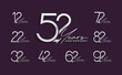 set of anniversary premium silver color on purple background for special celebration