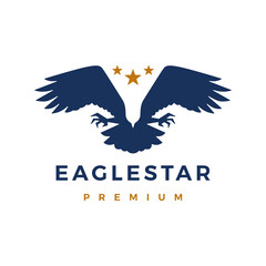 Sticker - swooping eagle stars flying soar wings logo vector icon illustration