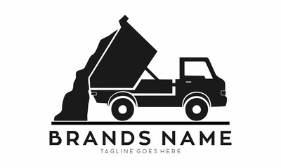 Unloading truck simple illustration vector logo