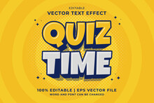 Editable Text Effect - Quiz Time 3d Cartoon Template Style Premium Vector