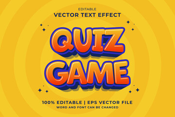 Poster - Editable text effect - Quiz Game 3d cartoon template style premium vector