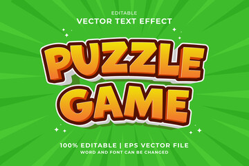 Poster - Editable text effect - Puzzle Game 3d cartoon template style premium vector