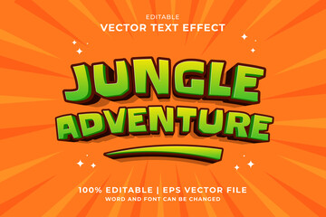 Poster - Editable text effect - Jungle Adventure 3d cartoon template style premium vector