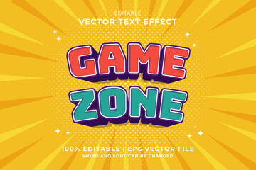 Poster - Editable text effect - Game Zone 3d cartoon template style premium vector
