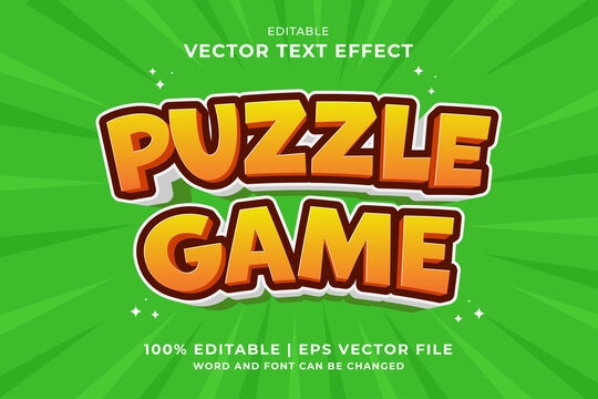 Editable text effect - Puzzle Game 3d cartoon template style premium vector