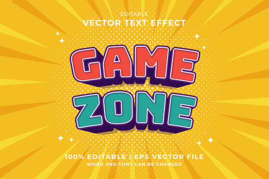 Editable text effect - Game Zone 3d cartoon template style premium vector