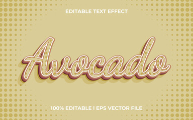 Poster - Avocado 3d text effect with fresh theme. brown typography template for avocado product