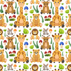 Poster - Cute animals seamless pattern