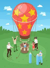 Canvas Print - Isometric Hot Air Balloon Concept