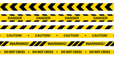 Wall Mural - caution tape set. yellow warning danger tapes. police line and do not cross ribbons.abstract warning