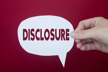 Poster - Speech bubble in front of colored background with Disclosure text.