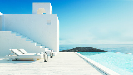 
Luxury beach sea view hotel and resort - santorini style - 3D 

rendering 
