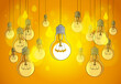 © Sylverarts - Idea concept light bulbs vector illustration with single one is shining, think different, creativity, be special, leadership.