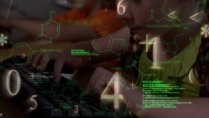 Poster - Animation of data processing over caucasian schoolchildren learning