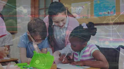 Poster - Animation of connections and data processing over school children