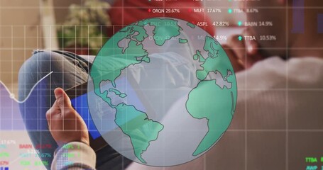 Poster - Animation of globe and data processing over schoolchildren looking at