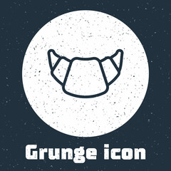 Poster - Grunge line Croissant icon isolated on grey background. Monochrome vintage drawing. Vector