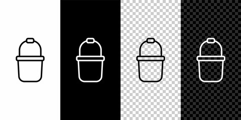 Poster - Set line Sauna bucket icon isolated on black and white,transparent background. Vector