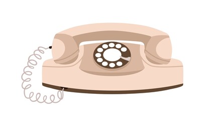 Aufkleber - Retro telephone with rotary disk. Old princess phone of 50s. History desk set with headset receiver and disc. Historical obsolete device. Flat graphic vector illustration isolated on white background