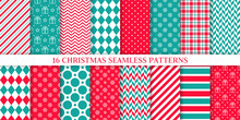 Christmas Seamless Pattern.  Vector Illustration. Festive Wrapping Paper.