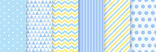 Baby Shower Seamless Patterns For Boy. Vector Illustration.