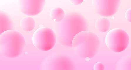 Wall Mural - Abstract background with soft pink bubbles flying randomly and creating texture